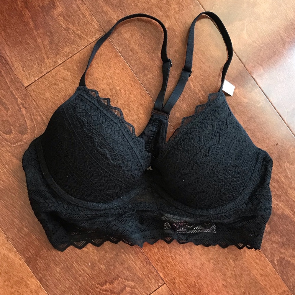 NEW Victoria Secret black lace Razorback bra